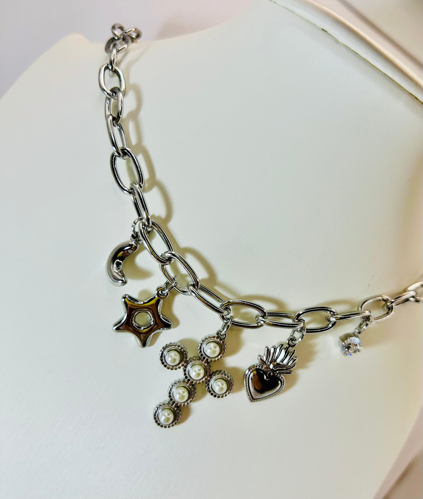 Collana Croce Perla Mix