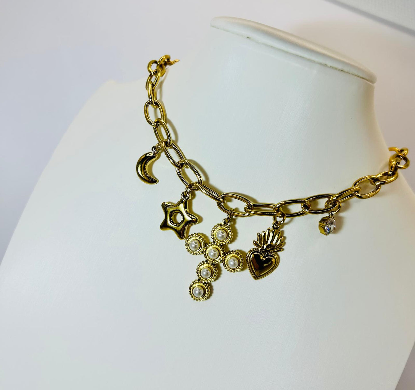 Collana Croce Perla Mix