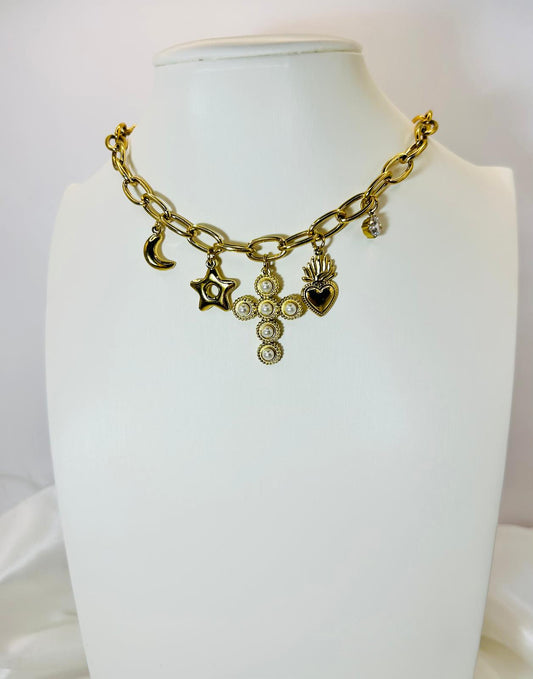 Collana Croce Perla Mix