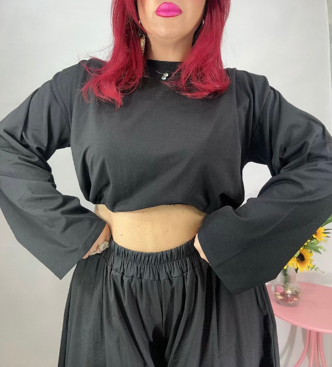 MAGLIA CROP SPALLINE